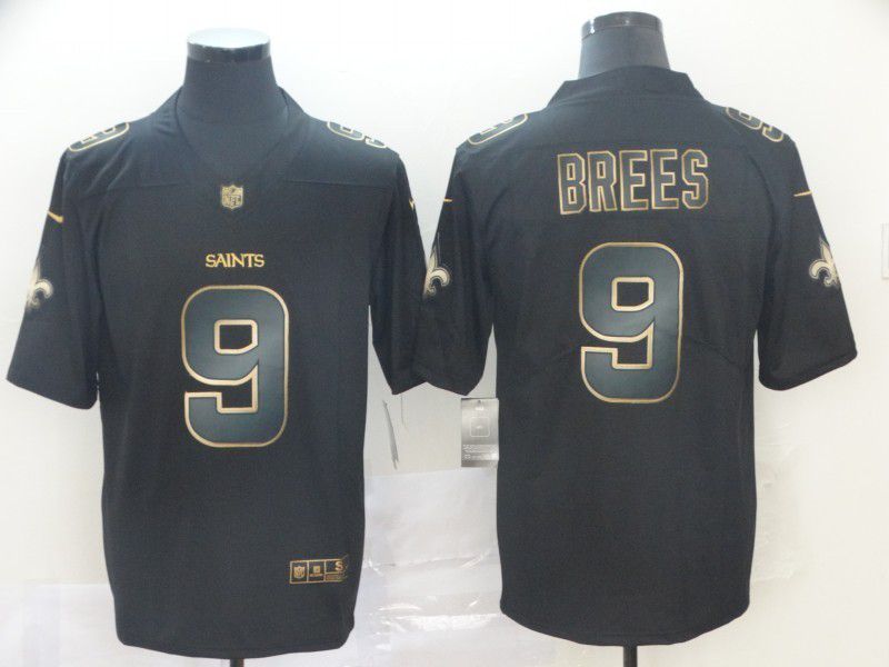Men New Orleans Saints #9 Brees Nike Vapor Limited Black Golden NFL Jerseys